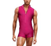 RUMAOZIA Herren Stehkragen Reißverschluss Sport Fitness Einteiler Overall Bodysuit Gym Body Badeanzug Gymnastik Trikot Schwimmanzug Neoprenanzüge Männer Bademode Unterhemd Ärmellos Jumpsuit
