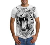 RUMAOZIA Herren T-Shirt 3D Drucken Tier Tiger Kurzarm Tshirt Funny Design Casual Tops Rundhals Locker Hip Hop Atmungsaktives Oberteile Sommer Straße Harajuku Lässiges Top Oversized Sportshirt