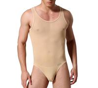 RUMAOZIA Herren Transparent Body Stretch Wrestling Singlet Top Ärmellos Bodysuit Unterhemd Tank Top Kompression Unterwäsche Stringbody Einteiler Sportshirt Männer Leotard Unterhemd Dessous