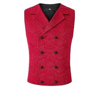RUMAOZIA Herren Viktorianischer Anzug Weste Steampunk Gothic Weste Herren Weste Gotisch Steampunk Mittelalter Zweireihige Weste Brokat Frack Tailcoat für Halloween Party Kostüm