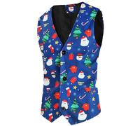 RUMAOZIA Herren Weihnachtsweste Xmas Christmas Westen Slim fit Anzugweste Herrenweste Festlich Happy Santa Weihnachten Weste Weihnachtsdruck Weste Businessweste Party Hochzeitsweste Jacke