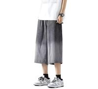 RUMAOZIA Jeans Shorts Herren 3/4 Baggy Kurze Hosen Y2K Jeans mit Tachen Sommer Weites Bein Hose Baumwolle Bermuda Cargo Shorts Loose Fit Denim Freizeithose Knielang Jogginghose