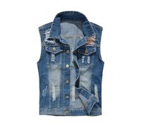 RUMAOZIA Jeansweste Herren Oliv, Anglerweste Herren Grün Freizeitweste Bequeme Jeans-Jacke Einfarbig Weste Modischer Denimweste Minimalist Cowboy Jacke Klassische Bikerweste Lose Jeansjacken
