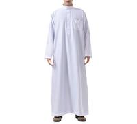 RUMAOZIA Kaftan Herren Baumwolle Leinen Langarm Islamische Ethnische Kleidung Männer mit Taschen Muslim Thobe Lang Abaya Übergröße Arabische Gebetskleidung Elegant Retro Nachthemd Gewand Shirt