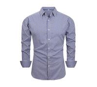 RUMAOZIA Kariertes Hemd Herren Slim Fit Bügelfreies Freizeithemd Langarm Kariert Trachtenhemd Karo Hemden Essentials Businesshemd Hawaiihemd Sommerhemd Button Down Atmungsaktiv Shirt Freizeithemden