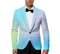 RUMAOZIA Karneval Kostüm Herren Party Blazer Glänzende Anzugjacke Pailletten Sakko 3D Druck Glitzer Businessjacke Slim fit EIN Knopf Blazer 70er 80er Jahre Disco Smokings Mottoparty Kleider