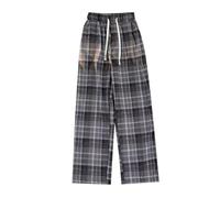 RUMAOZIA Karohose Hose Unisex Freizeithose Herren Bequeme Schlafanzughose Baggy Loungehose für Männer Pyjamahose Casual Y2K Oversized Hosen Lang Baumwolle Karierte Schlafhose