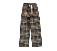 RUMAOZIA Karohose Hose Unisex Freizeithose Herren Bequeme Schlafanzughose Baggy Loungehose für Männer Pyjamahose Casual Y2K Oversized Hosen Lang Baumwolle Karierte Schlafhose