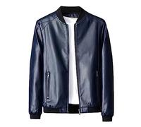 RUMAOZIA Leder Jacken Herren, Herren Pu Lederjacken Vintage Kunstleder Motorradjacke Slim Fit Bomberjacke Lässige Windjacke Übergangsjacke Sport Freizeitjacke Urlaub Wandern Oberbekleidung