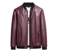 RUMAOZIA Leder Jacken Herren, Herren Pu Lederjacken Vintage Kunstleder Motorradjacke Slim Fit Bomberjacke Lässige Windjacke Übergangsjacke Sport Freizeitjacke Urlaub Wandern Oberbekleidung
