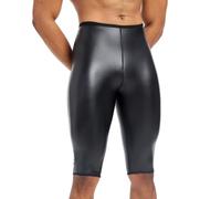 RUMAOZIA Lederhose Herren Kurz Schwarz Leder Shorts Lack Optik Hose Latex PU Unterhose High Waist Bauchkontrolle Skinny Ledershort Clubwear Vinyl Glänzend Pants Training Gym Kompressionsshorts