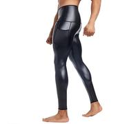 RUMAOZIA Lederhose Herren Lang Leder Hose PU Leder Hohe Taille Glanz Wetlook Leggings Kompressionshose Slim fit Strech Schwarz Lange Hosen Motorrad Lederhose Nachtclub Party Clubwear Glänzend Pants