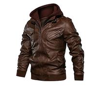 RUMAOZIA Lederjacke Herren Motorrad Vintage Lederjacken Kunstlederjacke Freizeit Bikerjacke Pilotenjacke Lederblouson übergangsjacke Herren Sportlich Revers Slim Fit Biker Bomberjacke Coat