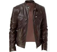 RUMAOZIA Lederjacke Herren Motorrad Vintage Lederjacken Kunstlederjacke Freizeit Bikerjacke Pilotenjacke Lederblouson übergangsjacke Herren Sportlich Revers Slim Fit Biker Bomberjacke Coat