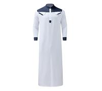 RUMAOZIA Muslim Kaftan Herren, Abaya Herren Muslim Kaftan Gewand Robe Crew Stehkragen Thobe Arabisch Gebet Eid Kleidung Islamische Kleidung Aus Dem Nahen Osten Gebetskleidung für Männer