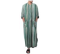 RUMAOZIA Muslim Kaftan Herren, Abaya Herren Muslim Kaftan Gewand Robe Crew Stehkragen Thobe Arabisch Gebet Eid Kleidung Islamische Kleidung Aus Dem Nahen Osten Gebetskleidung für Männer