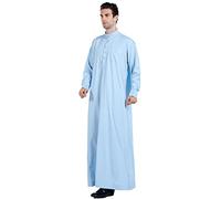 RUMAOZIA Muslim Kaftan Herren, Abaya Herren Muslim Kaftan Gewand Robe Crew Stehkragen Thobe Arabisch Gebet Eid Kleidung Islamische Kleidung Aus Dem Nahen Osten Gebetskleidung für Männer