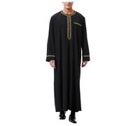 RUMAOZIA Muslim Kaftan Herren, Abaya Herren Muslim Kaftan Gewand Robe Crew Stehkragen Thobe Arabisch Gebet Eid Kleidung Islamische Kleidung Aus Dem Nahen Osten Gebetskleidung für Männer