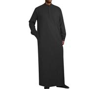 RUMAOZIA Muslim Kaftan Herren, Abaya Herren Muslim Kaftan Gewand Robe Crew Stehkragen Thobe Arabisch Gebet Eid Kleidung Islamische Kleidung Aus Dem Nahen Osten Gebetskleidung für Männer
