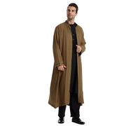 RUMAOZIA Muslimische Kleider Herren Gebetskleidung für Männer Muslim Kaftan Abaya Herren Middle East Thobe Jacke Langarm Thobe Lose Casual Dubai Arab Islamische Kleider Arabische Kleidung