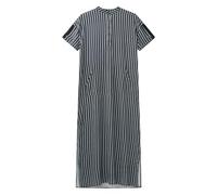 RUMAOZIA Muslimische Kleider Herren Kaftan Baumwolle Musselin Hemd Muslim Kaftan Kurzarm Thobe Gestreiftes Sommerhemd Marokkanisch Muslimische Kleidung Gebetsgewand Männer Ramadan Kleidung