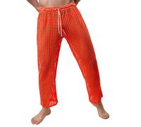 RUMAOZIA Netz Hose Herren Sexy Netzhose Netz Lang Hose Mesh Fischnetzhose Lose Lang Unterhose Durchsichtige Unterwäsche Lange Leggings Durchsichtige Reizwäsche Verstellbare Kordelzughose