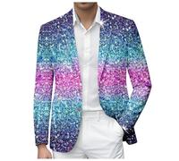 RUMAOZIA Pailletten Sakko Herren - Glitzer Jacket mit Glänzende Drucken Anzugjacken Blazer Slim Fit Fasching Jacke Glitzerjacke Jacken Silvester Casual Party Outfit Karneval Anzug für Männer