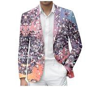 RUMAOZIA Pailletten Sakko Herren - Glitzer Jacket mit Glänzende Drucken Anzugjacken Blazer Slim Fit Fasching Jacke Glitzerjacke Jacken Silvester Casual Party Outfit Karneval Anzug für Männer