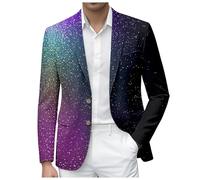 RUMAOZIA Pailletten Sakko Herren - Glitzer Jacket mit Glänzende Drucken Anzugjacken Blazer Slim Fit Fasching Jacke Glitzerjacke Jacken Silvester Casual Party Outfit Karneval Anzug für Männer