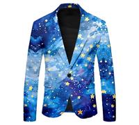 RUMAOZIA Pailletten Sakko Herren - Glitzer Jacket mit Glänzende Drucken Anzugjacken Blazer Slim Fit Fasching Jacke Glitzerjacke Jacken Silvester Casual Party Outfit Karneval Anzug für Männer