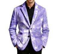 RUMAOZIA Party-Blazer für Herren Weihnachten Silvesterparty Glänzende Pailletten-Anzugjacke Drucken Smoking Sakko Glänzende Anzugjacken Slim Fit Langarm Mantel Anzug Herrenjacke Performance-Kostüm