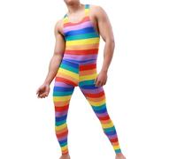 RUMAOZIA Pride Outfit Herren Regenbogen Bodys Overall Jumpsuit Herren Body Rainbow Druck Badeanzug Sexy Mankini Borat Anzug Wrestling Singlet Einteiliger Sexy Erotik Stringbody Ärmellos Bodysuit
