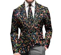 RUMAOZIA Sakko Herren Anzüge & Sakkos Glitzer Bedruckte Anzug Regular Fit Smokings Kostüm Fasching Karneval Weihnachts 80er Jahre Outfit Faschingskostüme Männer Erwachsene Jackett Weihnachtskleidung