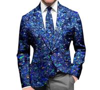 RUMAOZIA Sakko Herren Anzüge & Sakkos Glitzer Bedruckte Anzug Regular Fit Smokings Kostüm Fasching Karneval Weihnachts 80er Jahre Outfit Faschingskostüme Männer Erwachsene Jackett Weihnachtskleidung