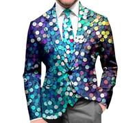 RUMAOZIA Sakko Herren Anzüge & Sakkos Glitzer Bedruckte Anzug Regular Fit Smokings Kostüm Fasching Karneval Weihnachts 80er Jahre Outfit Faschingskostüme Männer Erwachsene Jackett Weihnachtskleidung