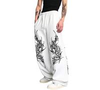 RUMAOZIA Schwarz Hip Hop Hosen Herren Baggy Sweatpants Gothic Hose Herren Jogginghose Y2k Gym Jogginghose Y2k Clothes Punk Weites Bein Elastischer Sporthose mit Taschen Trainingshose