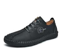 RUMAOZIA Slipper Herren Fahren Schuhe Leicht Leder Weich Flache Freizeit Halbschuhe Outdoor Turnschuhe Sportliche Walking Freizeitschuhe rutschfeste Schuhe für Büro Autofahren und Alltag