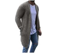RUMAOZIA Strickmantel Herren Lang Grobstrickjacke Basic Herbst Winter Jacke Vintage Strickjacke Große Größen Übergangsjacke Strick-Cardigan Mit Taschen Casual Strickcardigan Bequeme Mantel