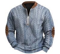 RUMAOZIA Strickpullover Herren Stehkragen Sport Knit Oberteile mit 1/4 Reißverschluss Baisc Herrenpullover Bequemer Warme Winterkleidung MTI 3D Drucken Strick Sweatshirt Langarm Arbeitspullover