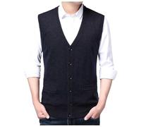 RUMAOZIA Strickweste Herren Ärmellos Pullunder Weste für Männer Offene Front Herrenbekleidung Gestrickte Weste Strickjacken Lässig Tank-Top V-Ausschnitt aus Baumwolle Winter Pullover Einfarbige
