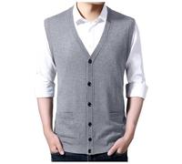 RUMAOZIA Strickweste Herren Ärmellos Pullunder Weste V-Ausschnitt aus Baumwolle Winter Pullover für Männer Offene Front Herrenbekleidung Gestrickte Weste Strickjacken Lässig Tank-Top Einfarbige