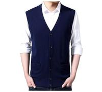 RUMAOZIA Strickweste Herren Ärmellos Pullunder Weste V-Ausschnitt aus Baumwolle Winter Pullover für Männer Offene Front Herrenbekleidung Gestrickte Weste Strickjacken Lässig Tank-Top Einfarbige