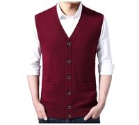 RUMAOZIA Strickweste Herren Ärmellos Pullunder Weste V-Ausschnitt aus Baumwolle Winter Pullover für Männer Offene Front Herrenbekleidung Gestrickte Weste Strickjacken Lässig Tank-Top Einfarbige