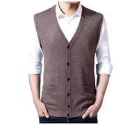 RUMAOZIA Strickweste Herren Ärmellos Pullunder Weste V-Ausschnitt aus Baumwolle Winter Pullover für Männer Offene Front Herrenbekleidung Gestrickte Weste Strickjacken Lässig Tank-Top Einfarbige