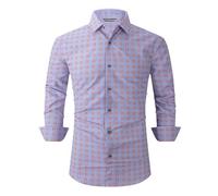 RUMAOZIA Trachtenhemden für Herren Große Größen Karierte Freizeithemden Herren Langarm Bügelfreies Oktoberfest Trachtenhemd Karo Hemden Leichte Karohemd Herrenhemden mit Baumwolle Kent-Kragen