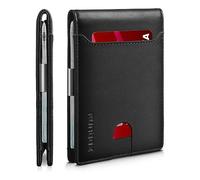 RUNBOX Slim Wallets for Men - Leather Money Clip Mens Wallet - RFID Blocking Front Pocket Bifold Wallet - Thin Credit Card Holder with Gift Box, Klassisches Schwarz, medium, Modern