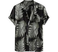 Runcati Herren Hawaiihemd Kurzarm Hemd Funky Sommerhemd Casual Strandhemd Button Down Freizeithemden Hawaii Urlaub Shirt Grün XL