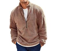 Runcati Herren Plüsch Pullover 1/4 Zip Teddy-Fleece Sweatshirt Fuzzy Sherpa Oberteile Leichte Casual Basic Pulli Tops Herbst Winter