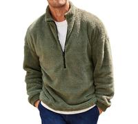 Runcati Herren Plüsch Pullover 1/4 Zip Teddy-Fleece Sweatshirt Fuzzy Sherpa Oberteile Leichte Casual Basic Pulli Tops Herbst Winter