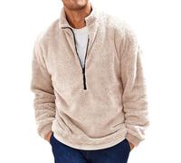 Runcati Herren Plüsch Pullover 1/4 Zip Teddy-Fleece Sweatshirt Fuzzy Sherpa Oberteile Leichte Casual Basic Pulli Tops Herbst Winter